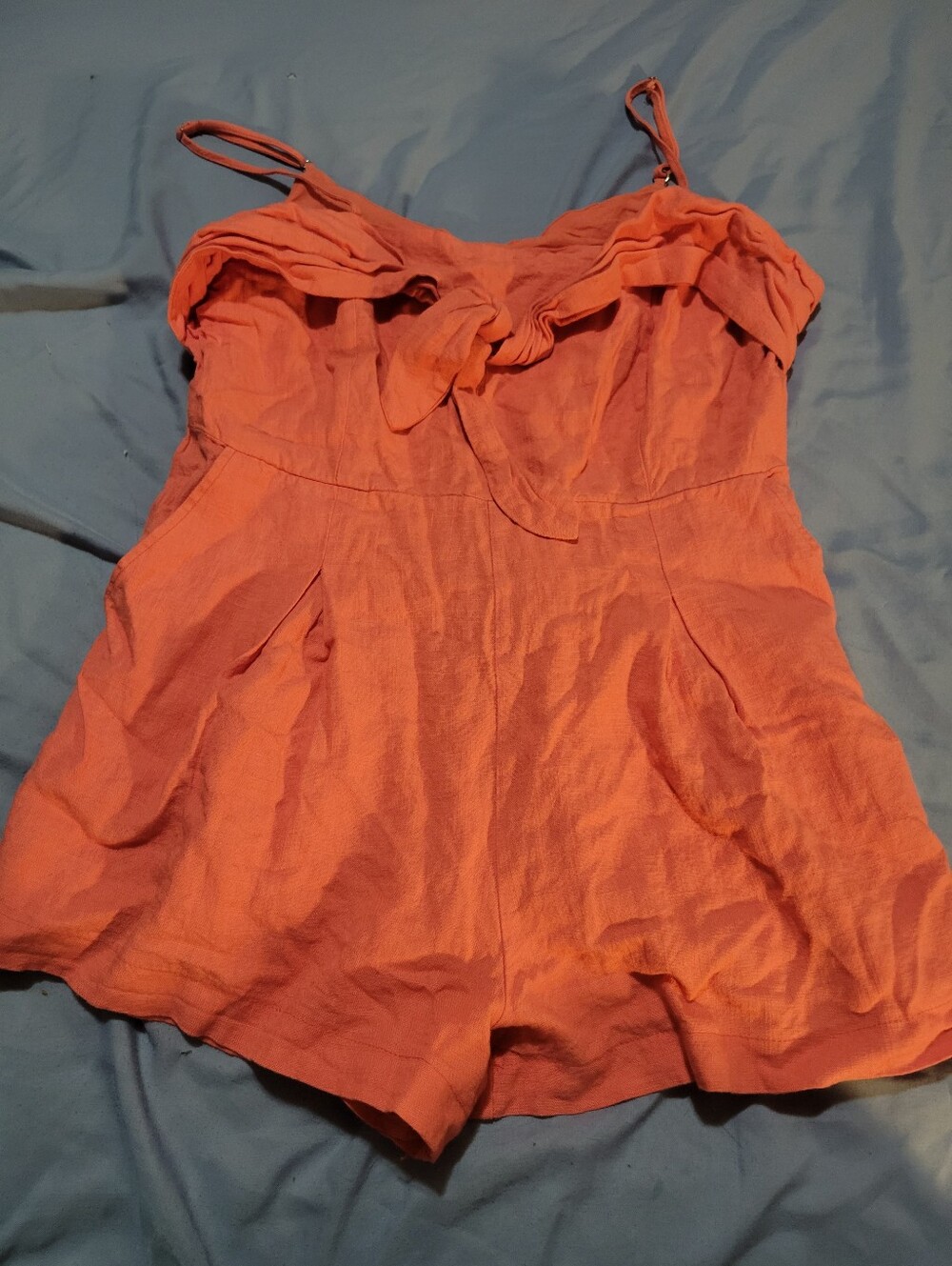 Women’s Coral Tie-Front Camisole Romper